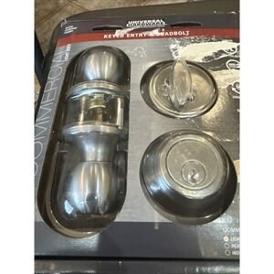 Universal Hardware Keyed Entry Deadbolt Set Satin Chrome Single Cylinder Uh40054